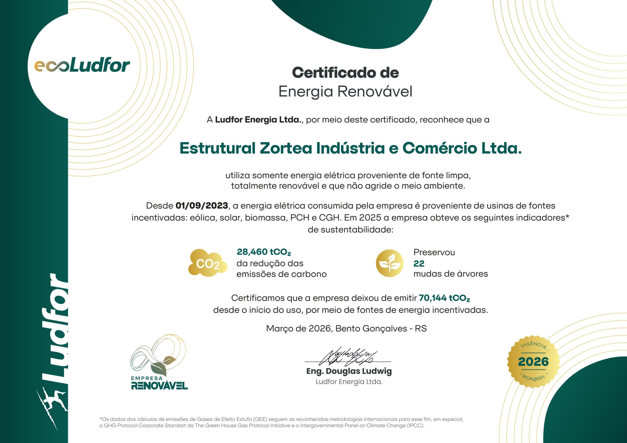 Estrutural Zortea recebe Certificado de Energia Renovável
