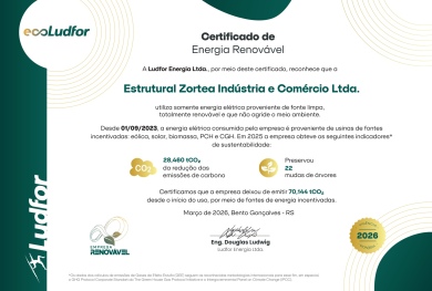 Estrutural Zortea recebe Certificado de Energia Renovável